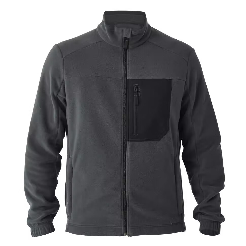 迪卡侬秋冬户外防风保暖抓绒衣内胆男士摇粒绒夹克黑灰L-4995850