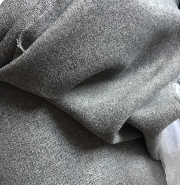 单面羊绒布料全毛单面羊绒面料单面呢羊绒大衣裤料纯 浅烟灰色-半米价