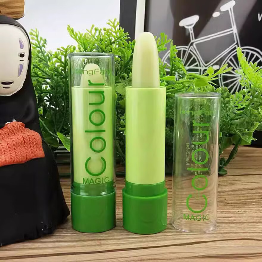 恒芳（HENGFANG）恒芳魔幻玫红色变色口红保湿滋润沾杯学生温变绿色护唇唇膏 单支装