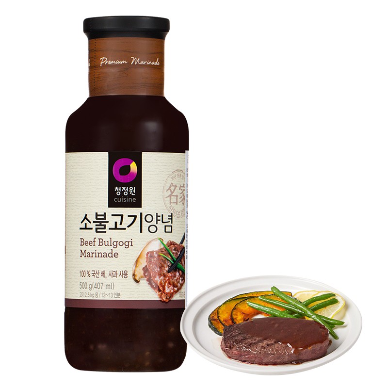 韩国进口 清净园牛肉烤肉酱 0脂肪韩式风味牛排烤肉烧烤腌制酱料 调味酱蘸料汁 500g