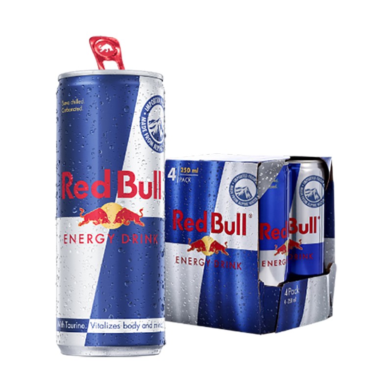 奥地利原装进口 红牛(Red Bull)含气维生素功能饮料 250ml*4罐