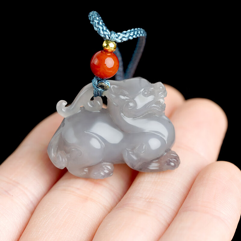 托托贴贴 麒麟和田玉 新疆烟紫麒麟吉祥瑞兽吊坠淡烟紫立体雕刻男sn9