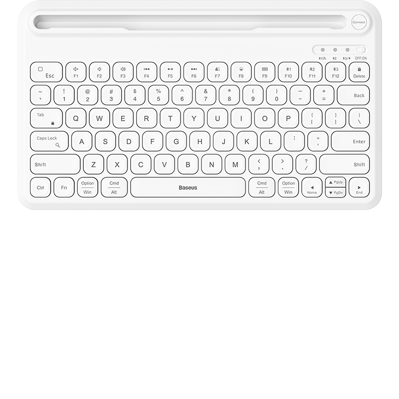 倍思 键盘K02超薄三模无线键盘蓝牙键盘ipad键盘平板笔记本键盘静音便携超薄键盘 皓月白