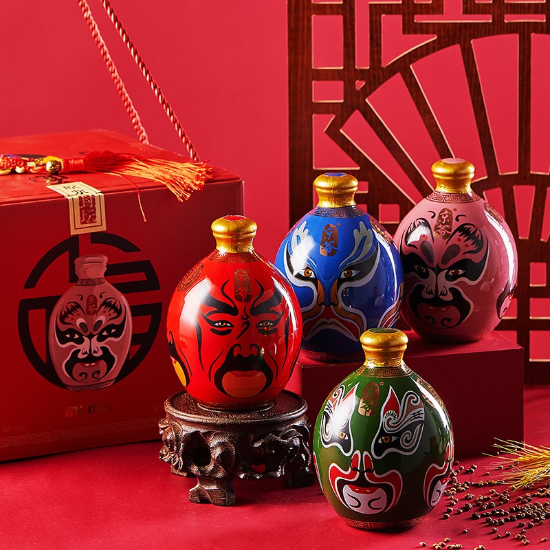 京爷封坛3柔和典藏北京二锅头国粹脸谱酒42度清香型白酒250ml*纯粮酒