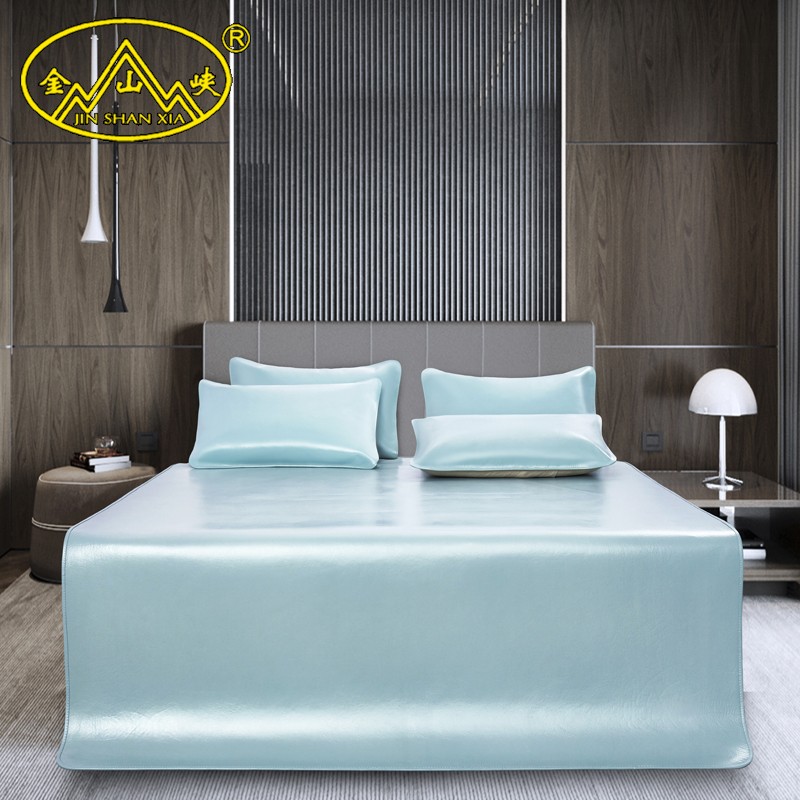 8m头层水牛皮凉席子双人真皮床垫1.8米加厚 整张【艾绿—三件套】 1.