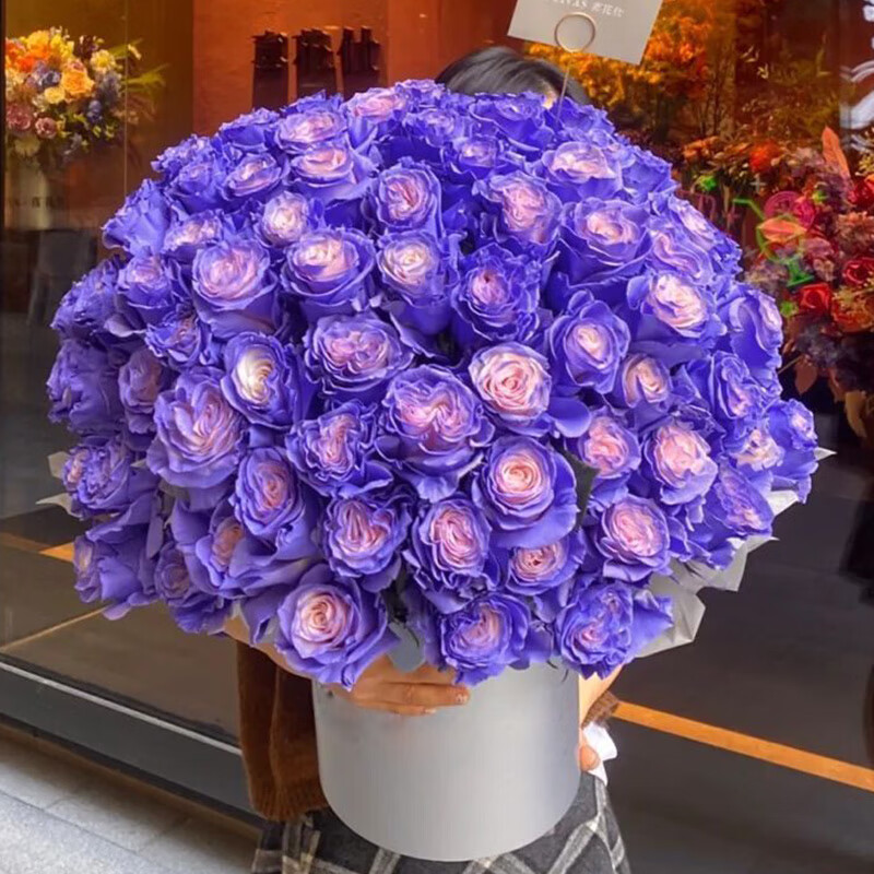 岚黛 三八女神节鲜花全国同城配送99朵厄瓜多尔紫玫瑰花束生日礼物送