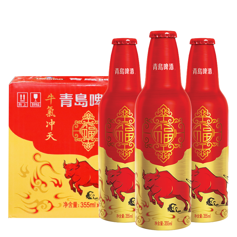 青岛啤酒 鸿运当头 金龙献福 铝瓶装 355mL*12瓶