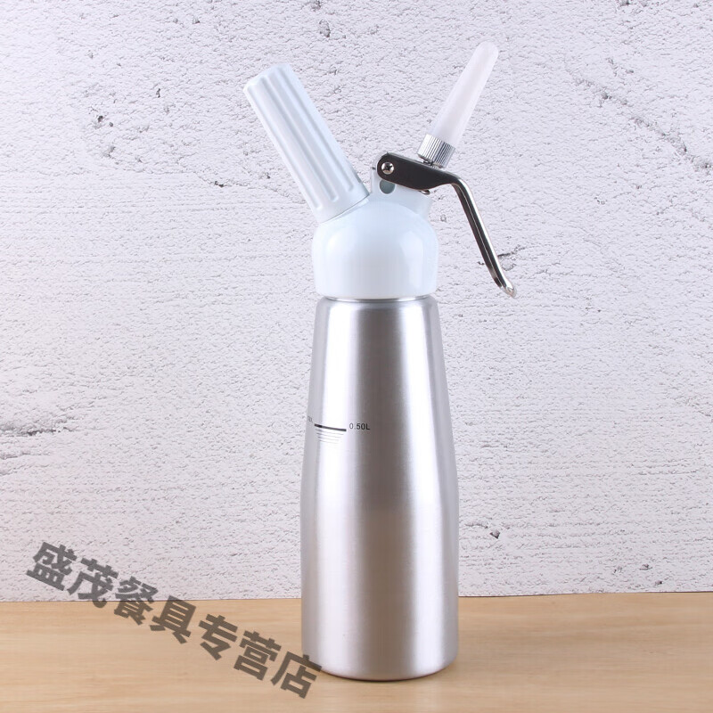 花行铝制奶油枪咖啡杯密封罐不锈钢奶油枪发泡器打奶器奶泡器发a 银色