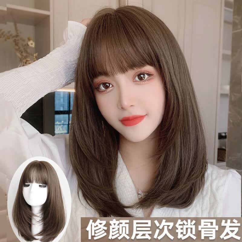 TANNY 假发女中长发网红齐肩锁骨自然逼真空气刘海全头套内扣发套假发 深棕色+护理五件套怎么样,好用不?
