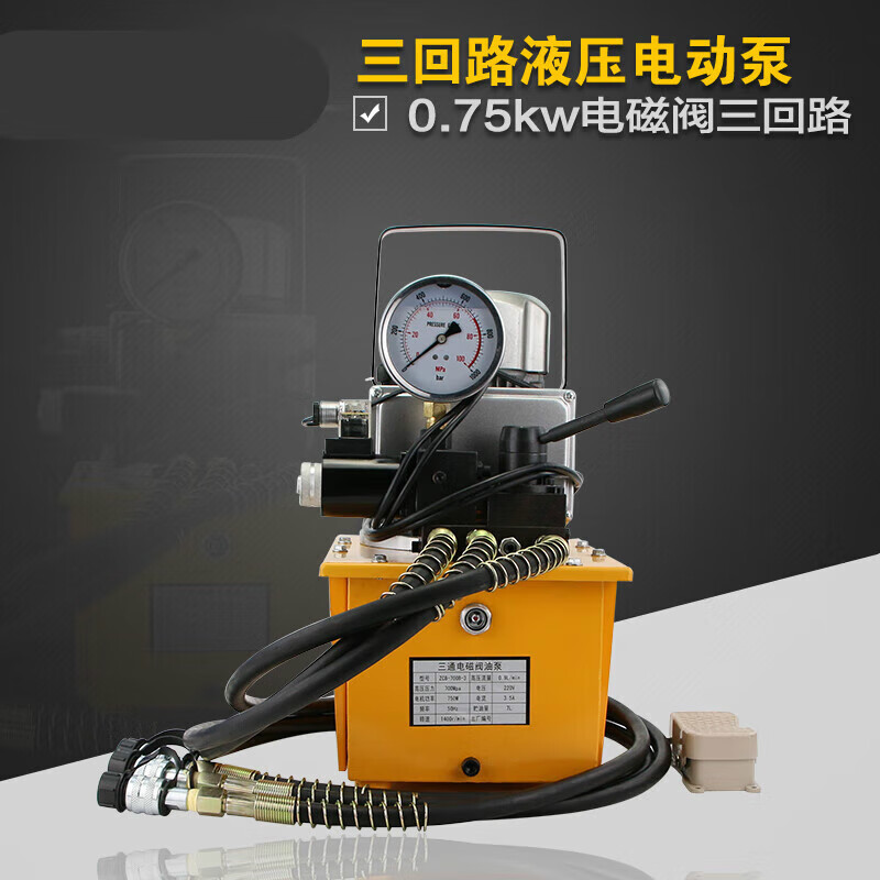山头林村高压电动液压油泵 电磁阀三回路液压电动泵站 三通阀脚踏泵浦