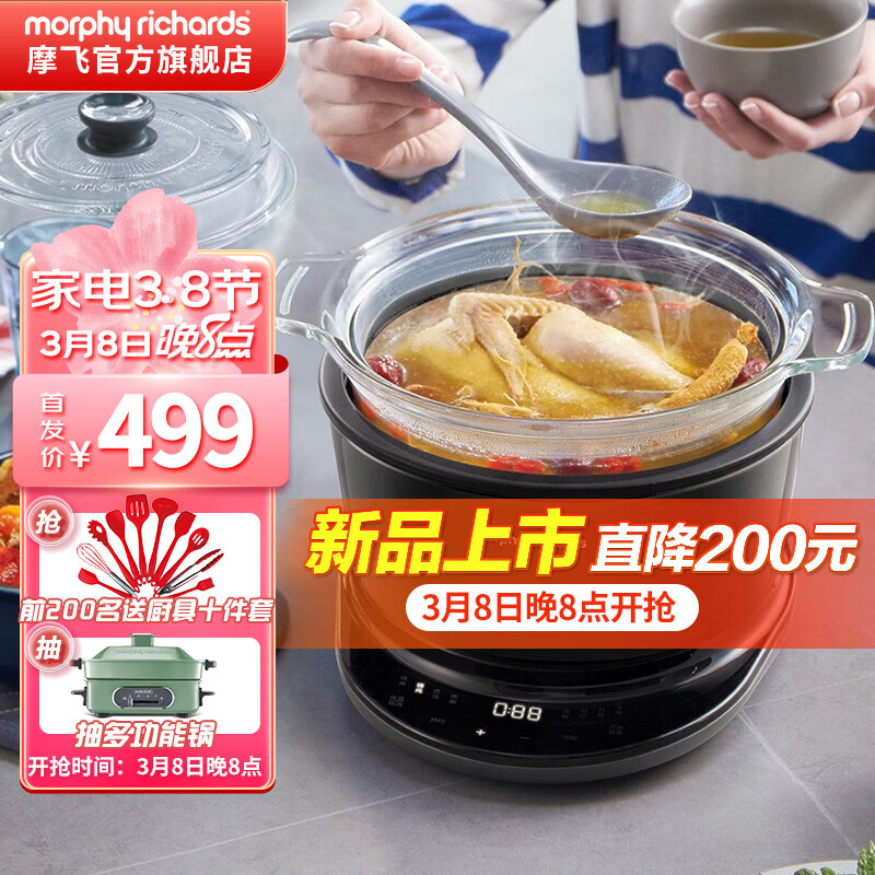 摩飞电器（Morphyrichards）电炖锅 多功能养生锅电火锅 家用电炖盅煲汤锅炖汤盅炖汤锅煲粥煮粥锅 MR9082 炖煮&火锅二合一