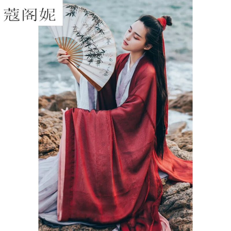 蔻阁妮侠客古装汉服女古风红颜魏晋风仙气中国风超仙齐腰襦裙大袖衫
