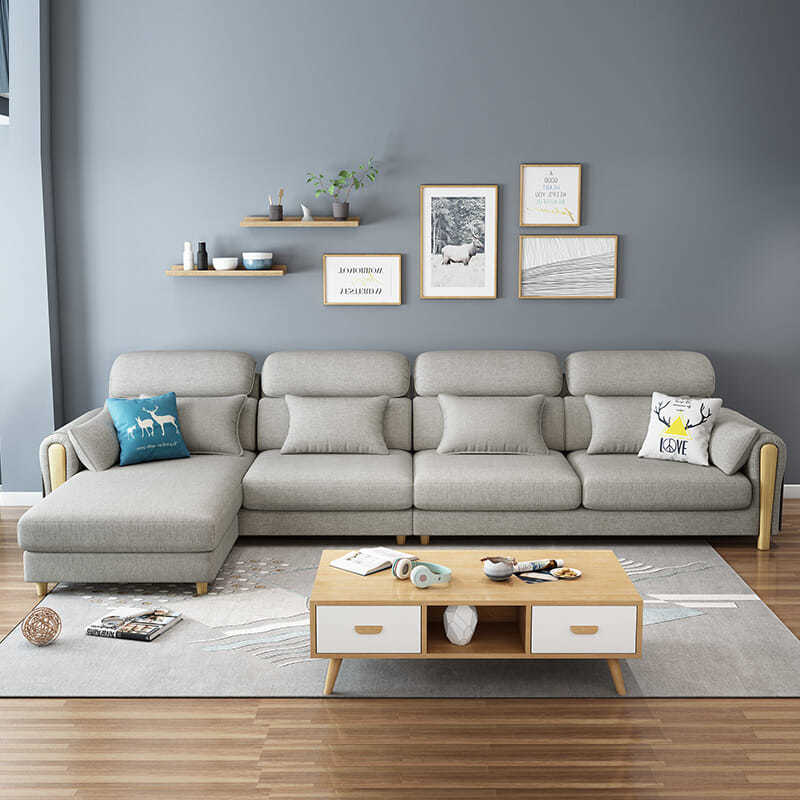 布艺沙发小户型客厅家具组合现代简约北欧风格乳胶沙发2019新款 三人