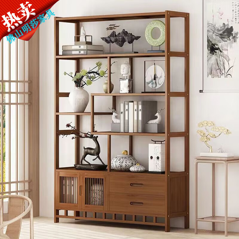 零梦博古架新中式多宝阁茶叶展示柜现代简约实木置物架子办公室背景柜 【常规款无抽屉】伍层80公分长高性价比高么？