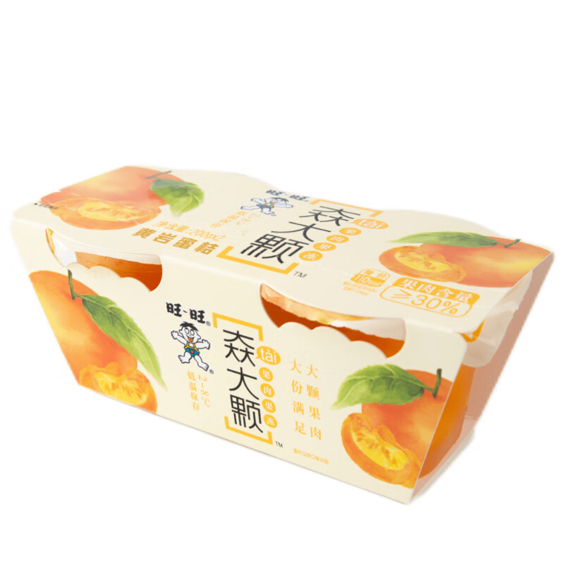 旺旺果冻 太大颗果肉果冻 蜜桔味200g*2杯   冷藏果冻 休闲零食
