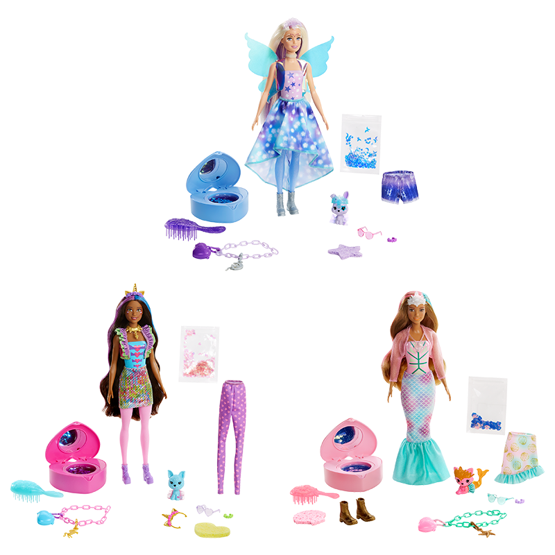 芭比 女孩惊喜芭比娃娃小公主过家家礼物玩具-芭比惊喜水溶变色盲盒童话仙境组合 GXY20