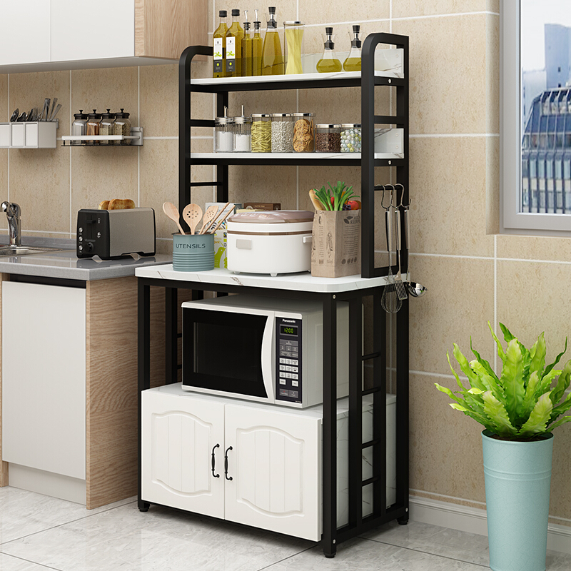 厨房切菜桌厨房置物架落地多层新款家用多功能微波炉收纳切菜桌操作台