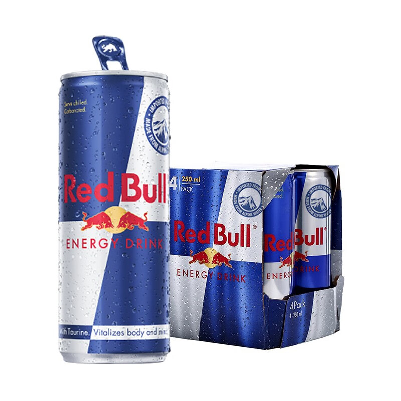 奥地利进口 红牛(Red Bull) 盛能维生素风味饮料 250ml*4罐