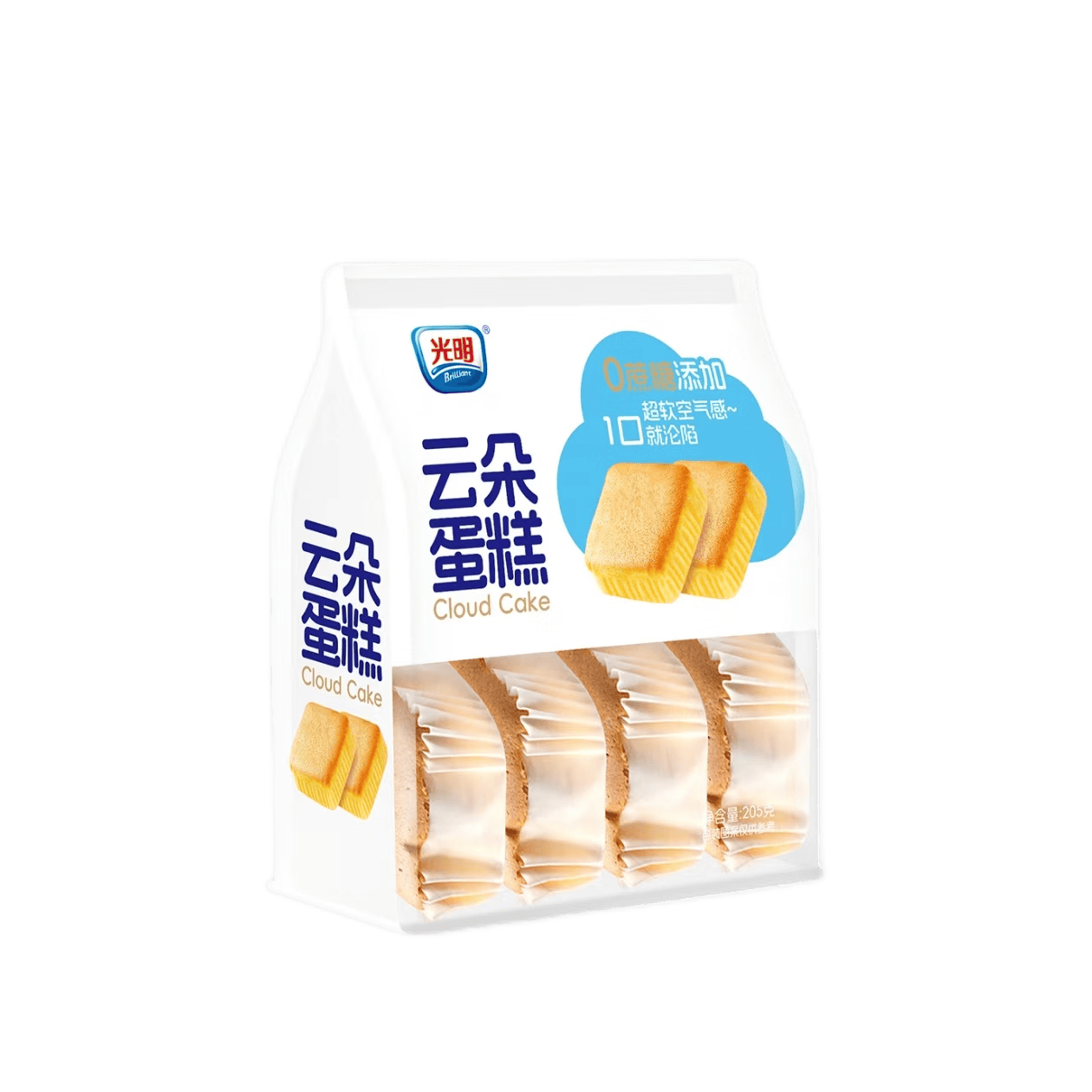 光明牛奶无添加蔗糖云朵蛋糕 205g/袋 早餐吐司面包办公室零食下午茶