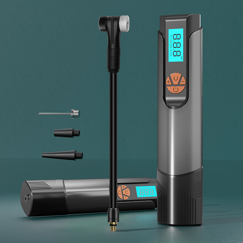 无线数显摩托车充气泵自行车汽车球类通用美法嘴便携式电动打气泵