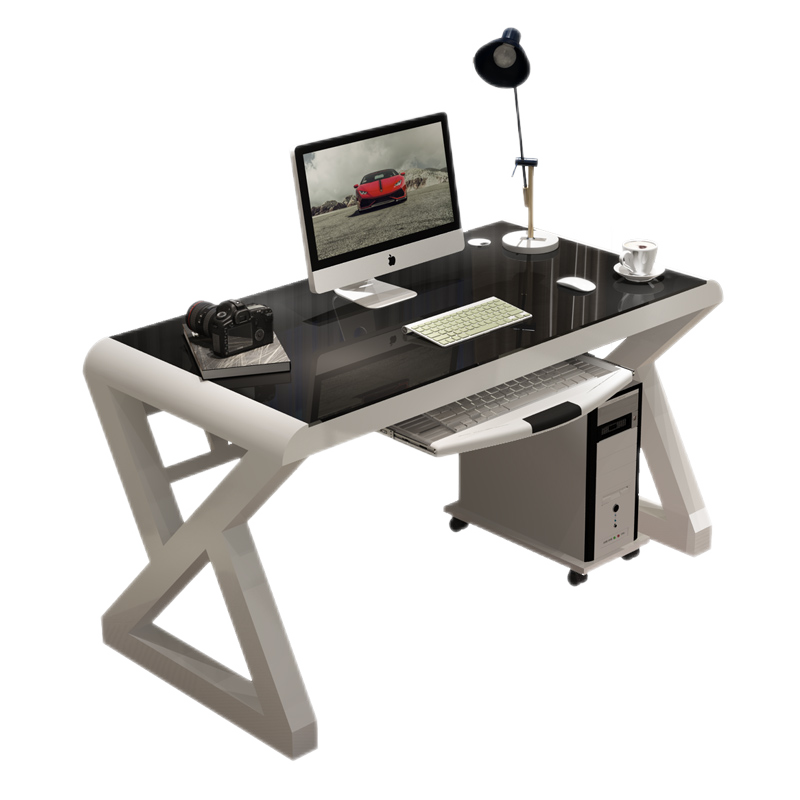 中伟电脑桌台式家用经济型笔记本钢化玻璃电脑游戏桌竞技桌简约现代办公学习桌书桌子1000*500*750mm