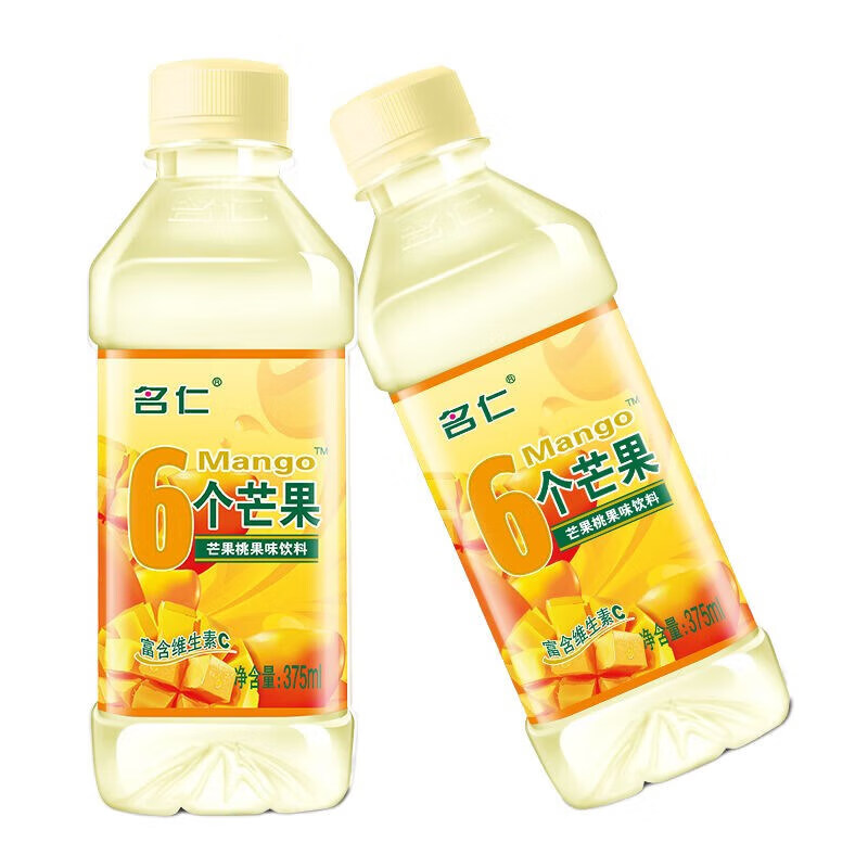 名仁6个芒果柠檬果味饮料低糖无汽富含维生素c 6个芒果375ml