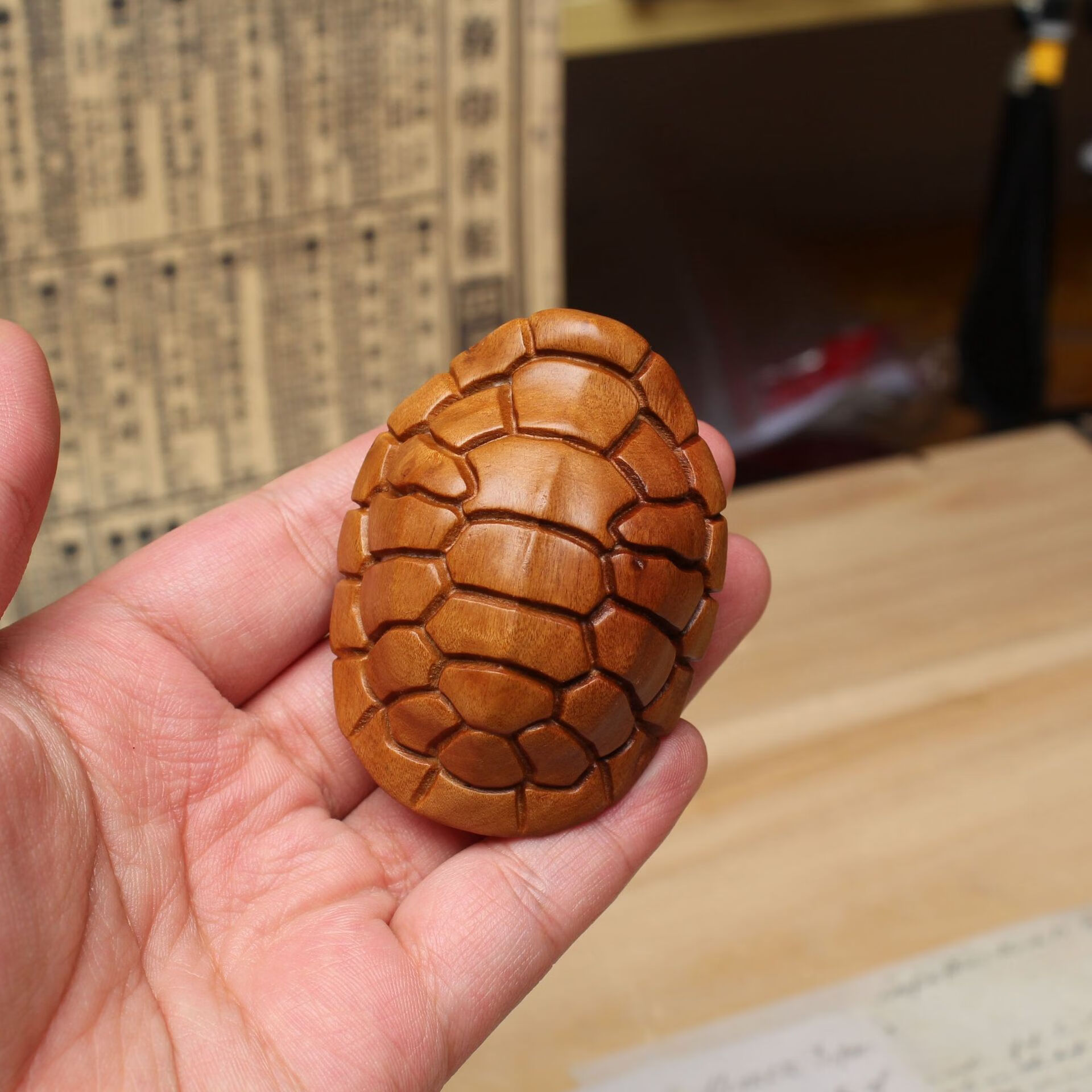 雷击枣木富甲天下手把件雕刻古典龟甲福气小乌龟手玩件实物拍摄 富甲