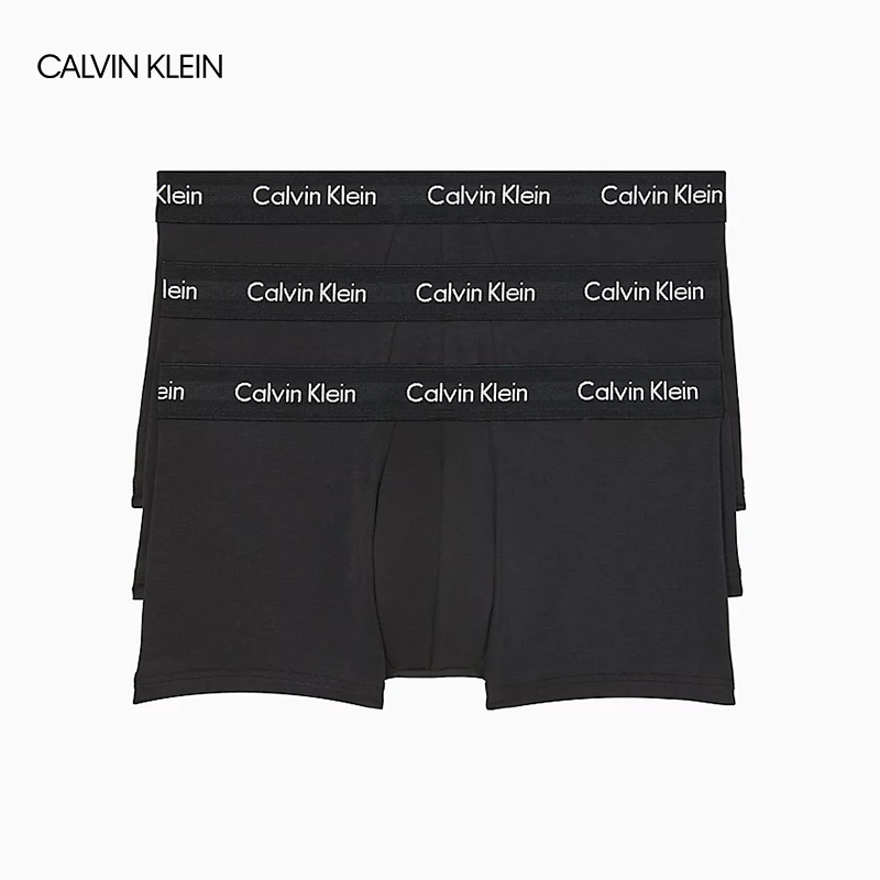 【3条装】Calvin Klein卡文克莱CK男士平角内裤3条装多色可选 黑色NB2614-001 L