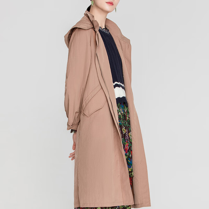 vgrass维格娜丝2021春季新款a型廓形中长款风衣女vsfyl30130 咖色 4/s