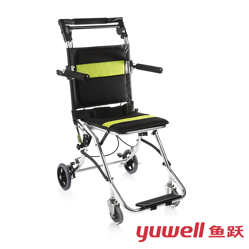 鱼跃（Yuwell） 轻便轮椅车折叠便携式老人推车手动可上飞机旅行加强小轮钢铝合金2000 便携款·可登机