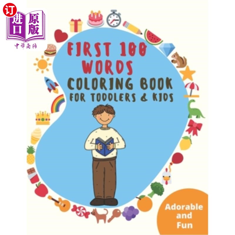 海外直订first 100 words: colouring book for toddlers & kids ages