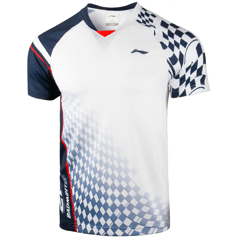 李寧（LI-NING）羽毛球服短袖套裝春夏涼爽排球乒乓球賽比賽運(yùn)動(dòng)服時(shí)尚專(zhuān)業(yè)透氣 男子/藍(lán)色上衣/黑色短褲 套裝 XL