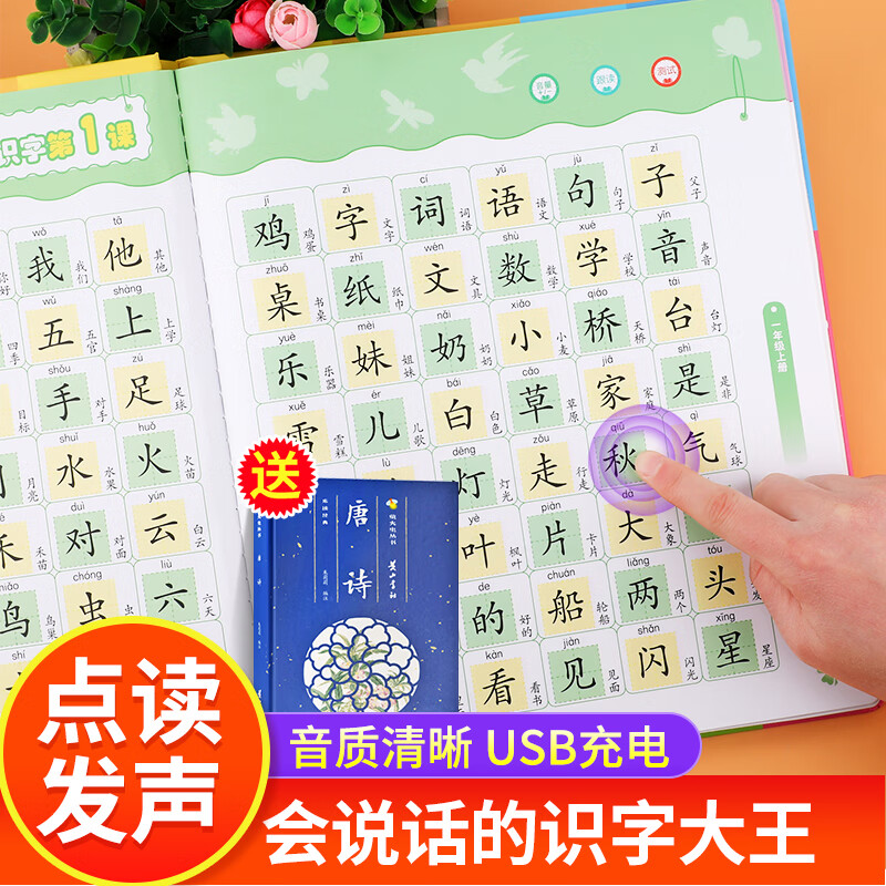 儿童识字书籍手指点读发声书早教 幼儿启蒙认字带拼音小学生一二三四