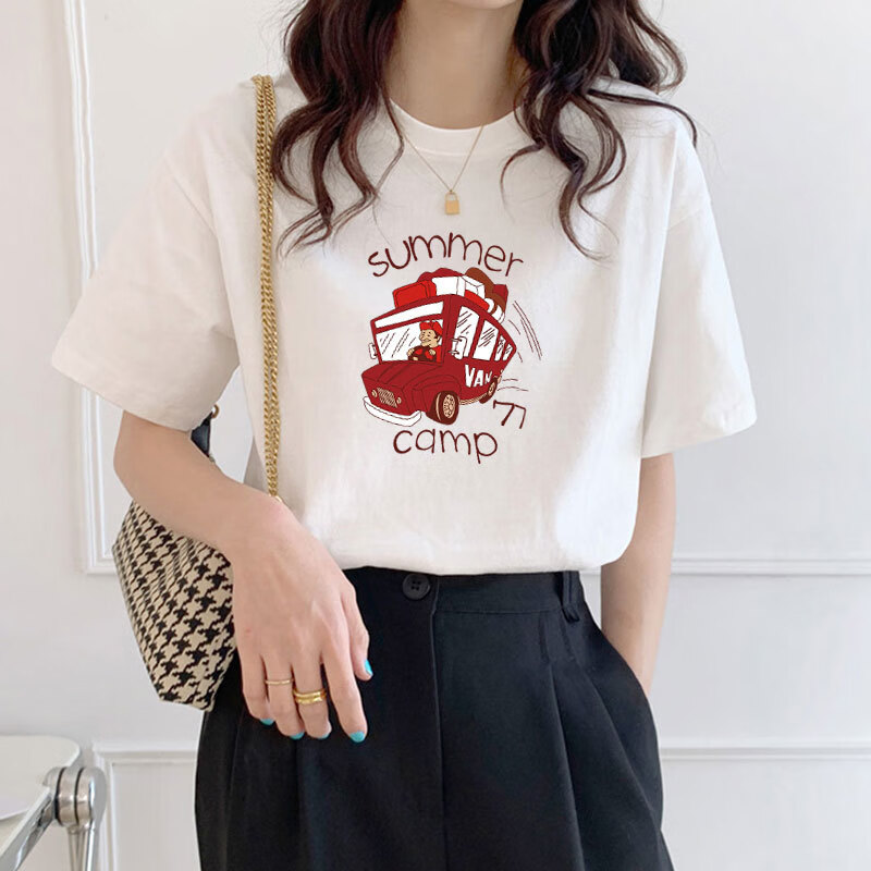 鸟2024新款小香风短袖上衣韩版宽松休闲ins潮白色纯棉t恤女衣服女装