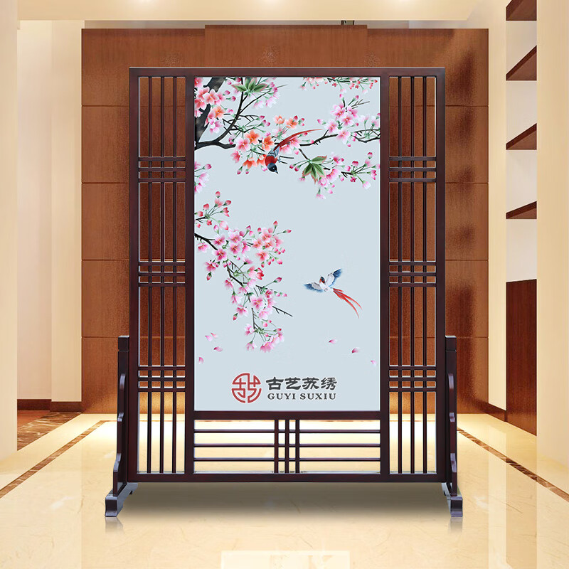 古艺苏绣屏风喜上眉梢客厅玄关茶室办公室手工双面绣隔断开业乔迁礼品