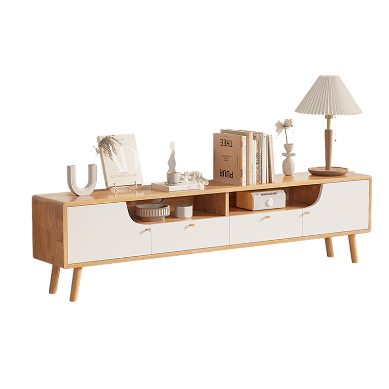 舒歌電視柜實(shí)木落地茶幾組合小戶型客廳抽屜電視機(jī)組合柜電視柜全實(shí)木 原木色1.2米電視柜+1米茶幾
