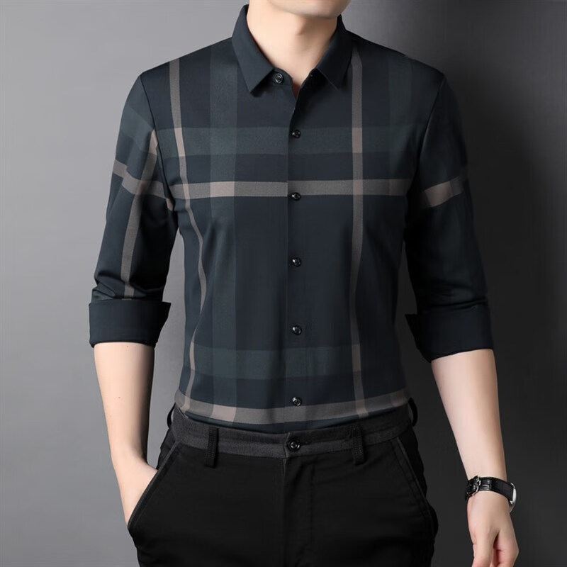 梦特娇(montagut)方领修身型时尚都市长袖2022年春季衬衫 绿色 均码