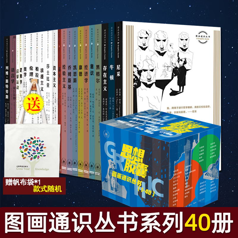 现货速发 图画通识丛书套装40册 福柯+萨德+心理学+美学+启蒙运动+资本主义+柏拉图+浪漫主义+本雅明+逻辑学+海德格尔+语言学+现代主义+霍金+ 资本主义 正版书籍正版