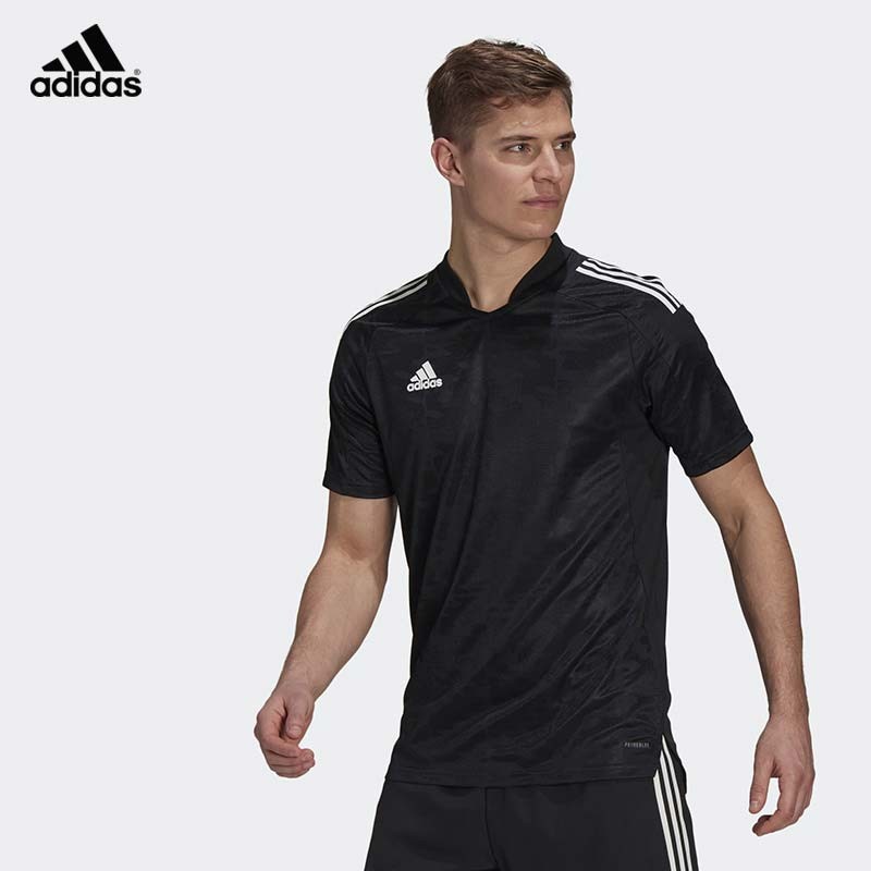 Adidas阿迪达斯短袖CONDIVO21足球训练比赛运动组队服V领T恤 GJ6790【黑色】 S