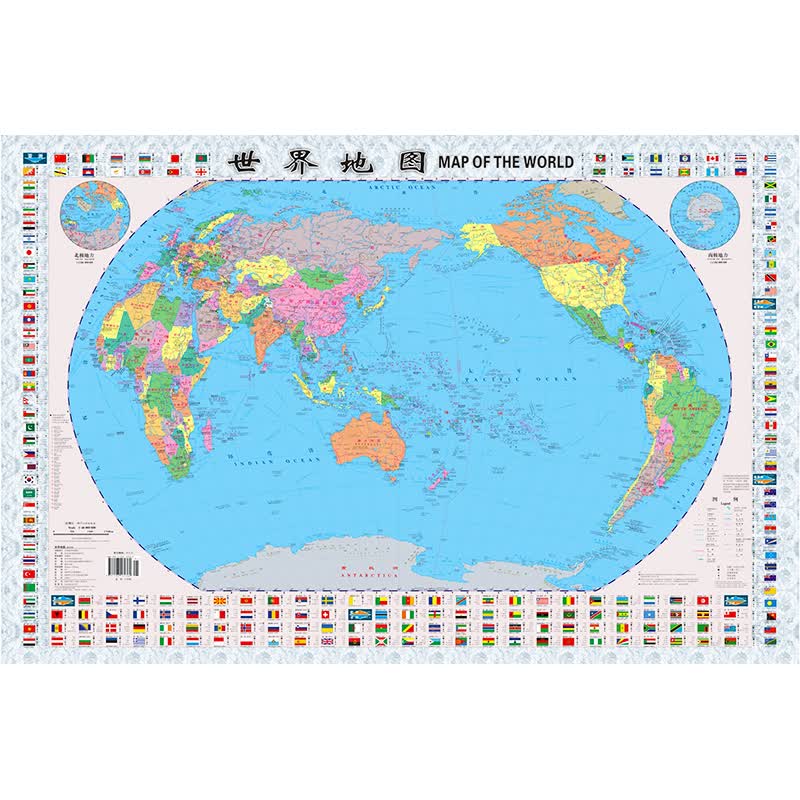 全新修订 升级版袋装 世界地图 尺寸0.87米*0.58米 学生教室家用商务办公室地图