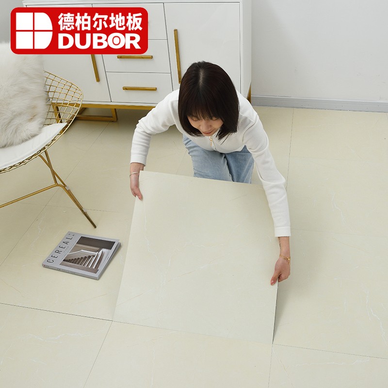 德柏尔PVC地板贴防水自粘地板革水泥地直接铺仿大理石加厚耐磨家用翻新改造塑料地板胶 UV款587 一片价格