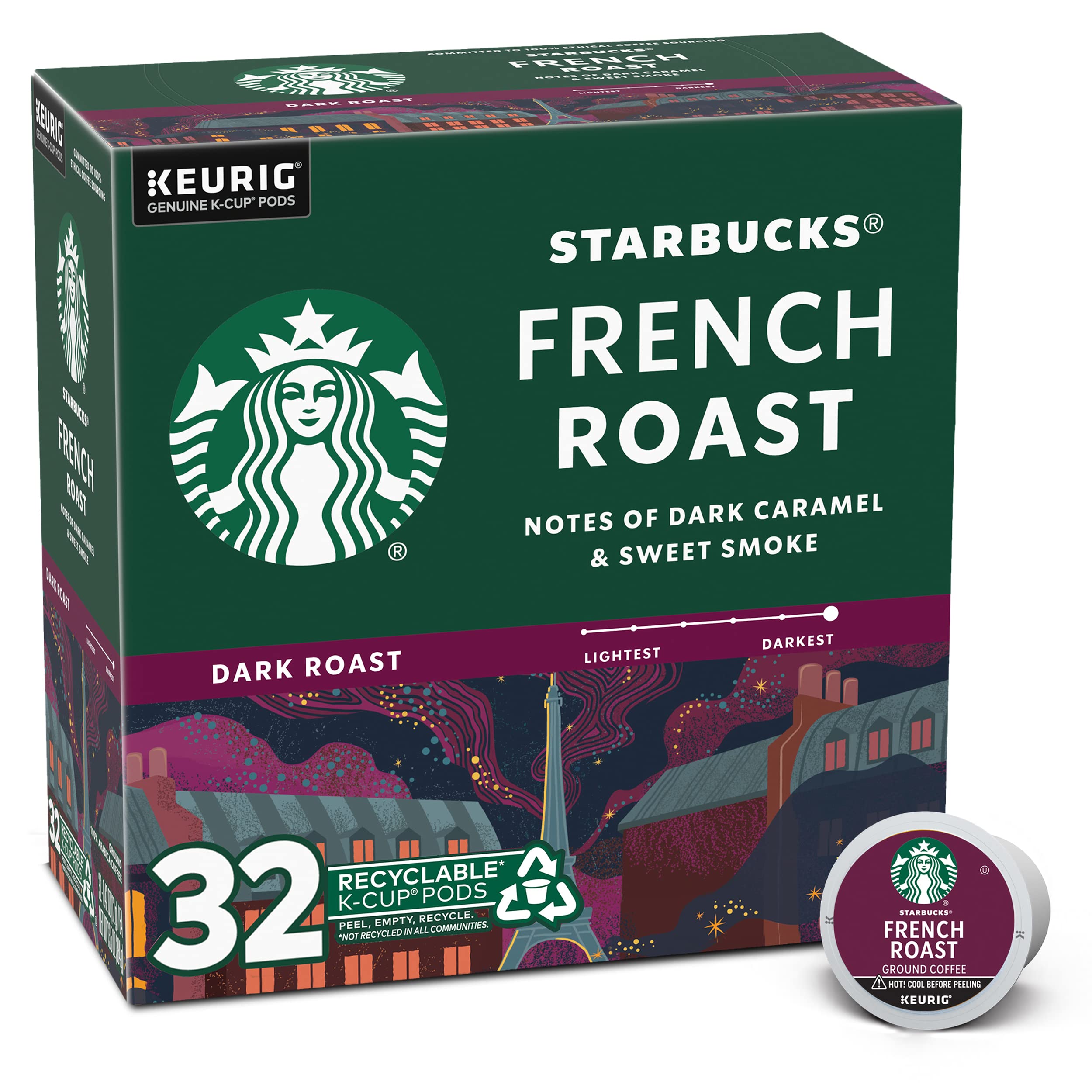 星巴克（Starbucks） 法式深度烘焙咖啡胶囊 K-Cup 阿拉比卡豆 32粒