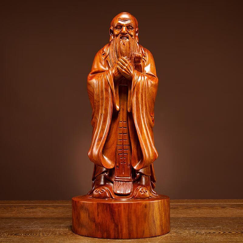 安定家花梨木雕刻人物先师孔子雕像精雕孔夫子雕像家居装饰红木教师