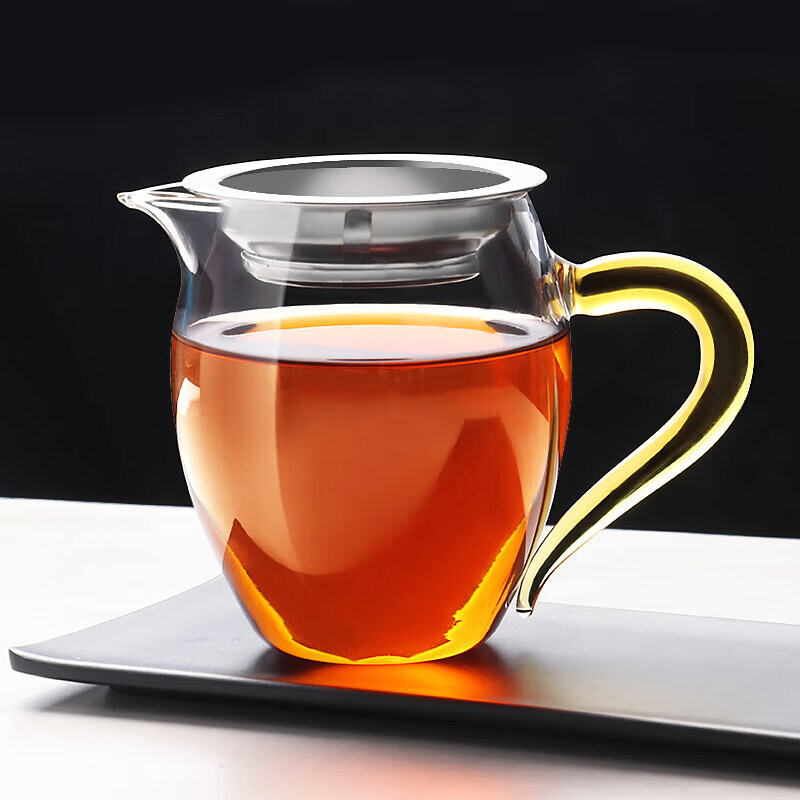 拜杰玻璃公道杯 茶过滤分茶器茶漏功夫茶杯高硼硅茶海茶具配件 360ML