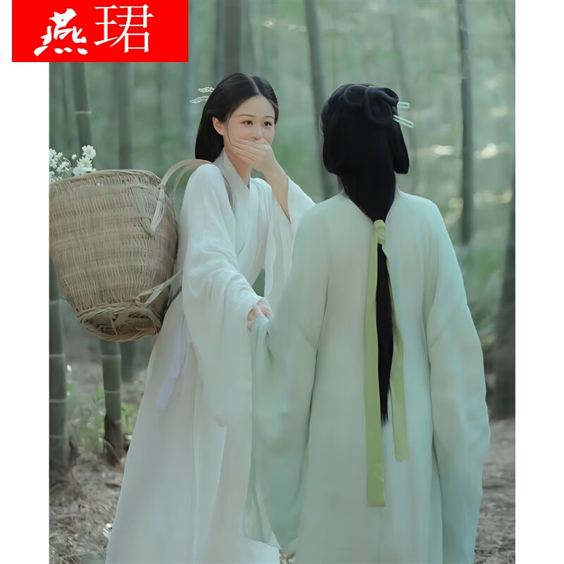 【清江梦】双子汉服女仙古风齐腰直裾仙飘逸古装清冷风 白色直裾sxs