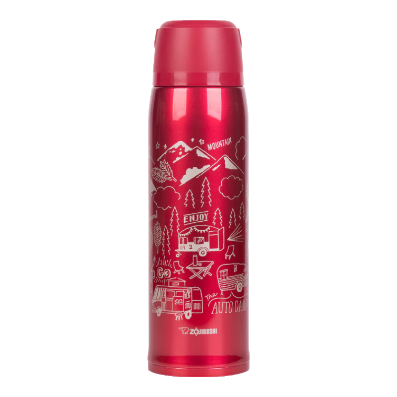 象印（ZO JIRUSHI）日本进口象印不锈钢大容量户外运动保温杯暖茶杯保冷瓶水壶SJ-JS 红色 1030ml +斜挎背套