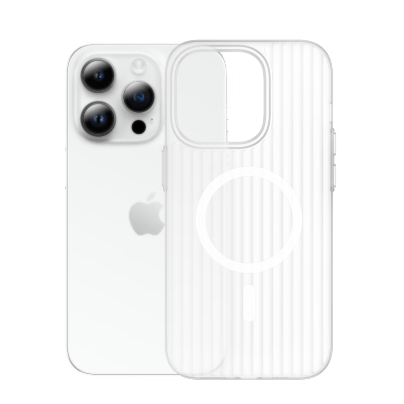 巴蒂尼 冰雾磁吸适用iPhone15手机壳磨砂苹果13半透明防摔magsafe保护套14promax裸机手感防摔 磁吸-冰川瓦楞【透明款】散热超薄磨砂肤感 iPhone 13 Pro