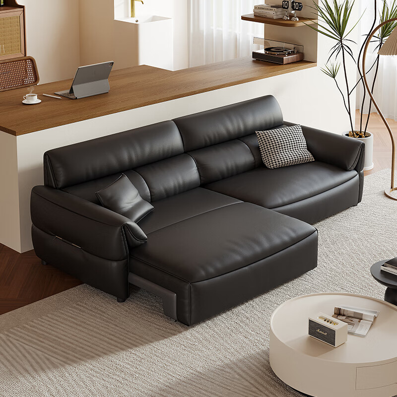 佐芝琳2024新款多功能电动真皮沙发床一体两用折叠可伸缩客厅小户型三人 2.8m三位+三电动 【接触面真皮】意大利Nappa牛皮