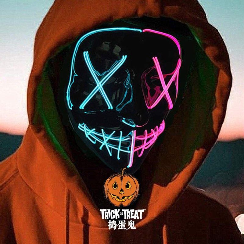 赛博朋克面具电子赛博朋克led发光变脸面具面罩diy科幻头盔头套万圣节