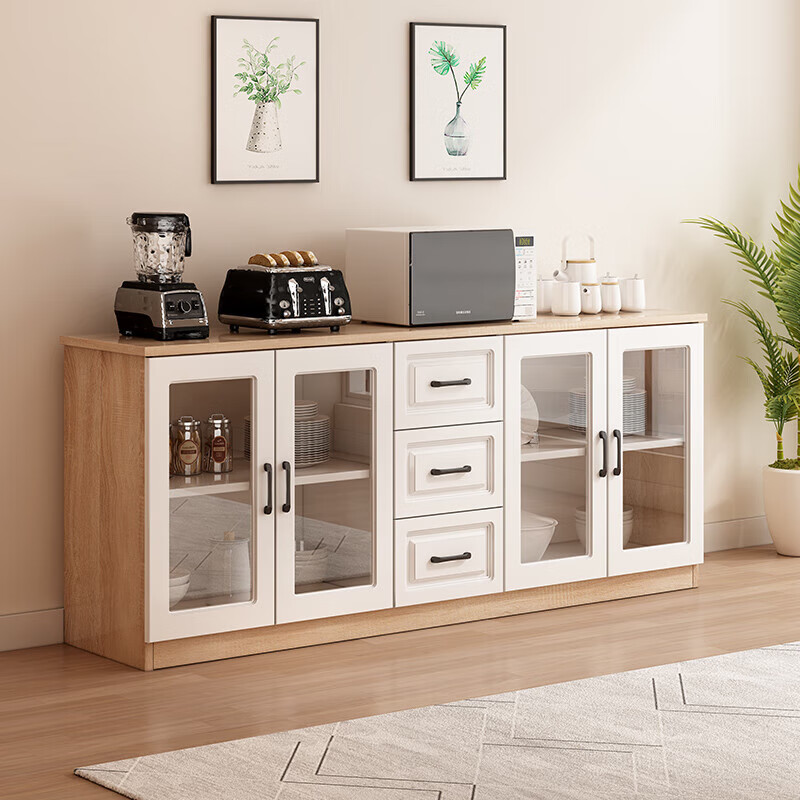 小米阳光实木餐边柜碗柜家用靠墙酒水柜储物柜橱现代简约客厅餐厅收纳